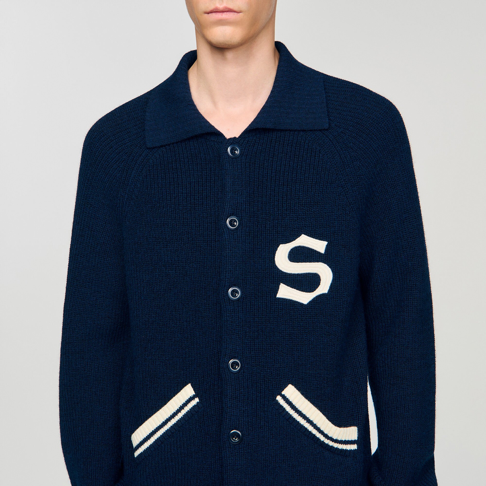 Wollen vest met patch S