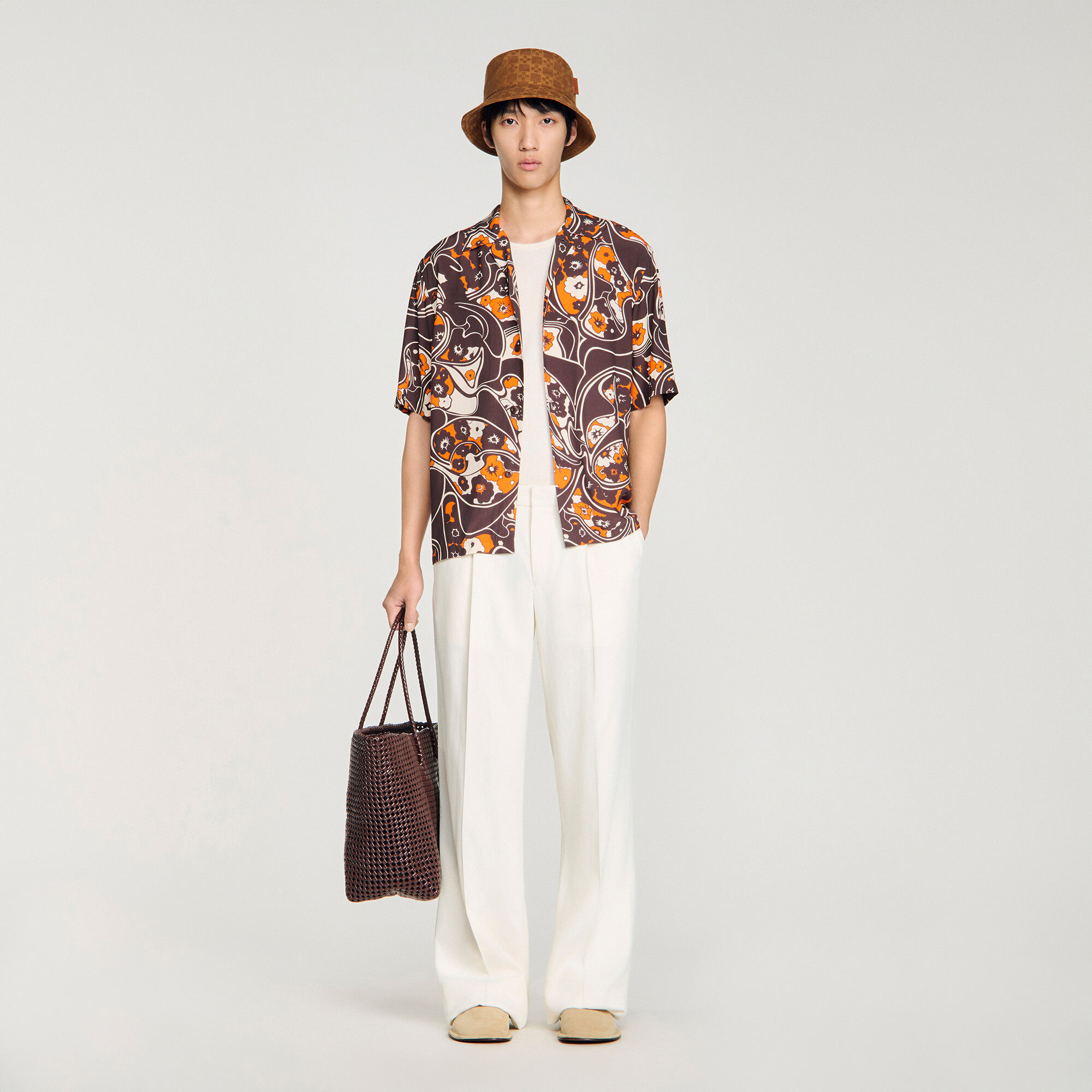 Soepel overhemd print haaienkraag