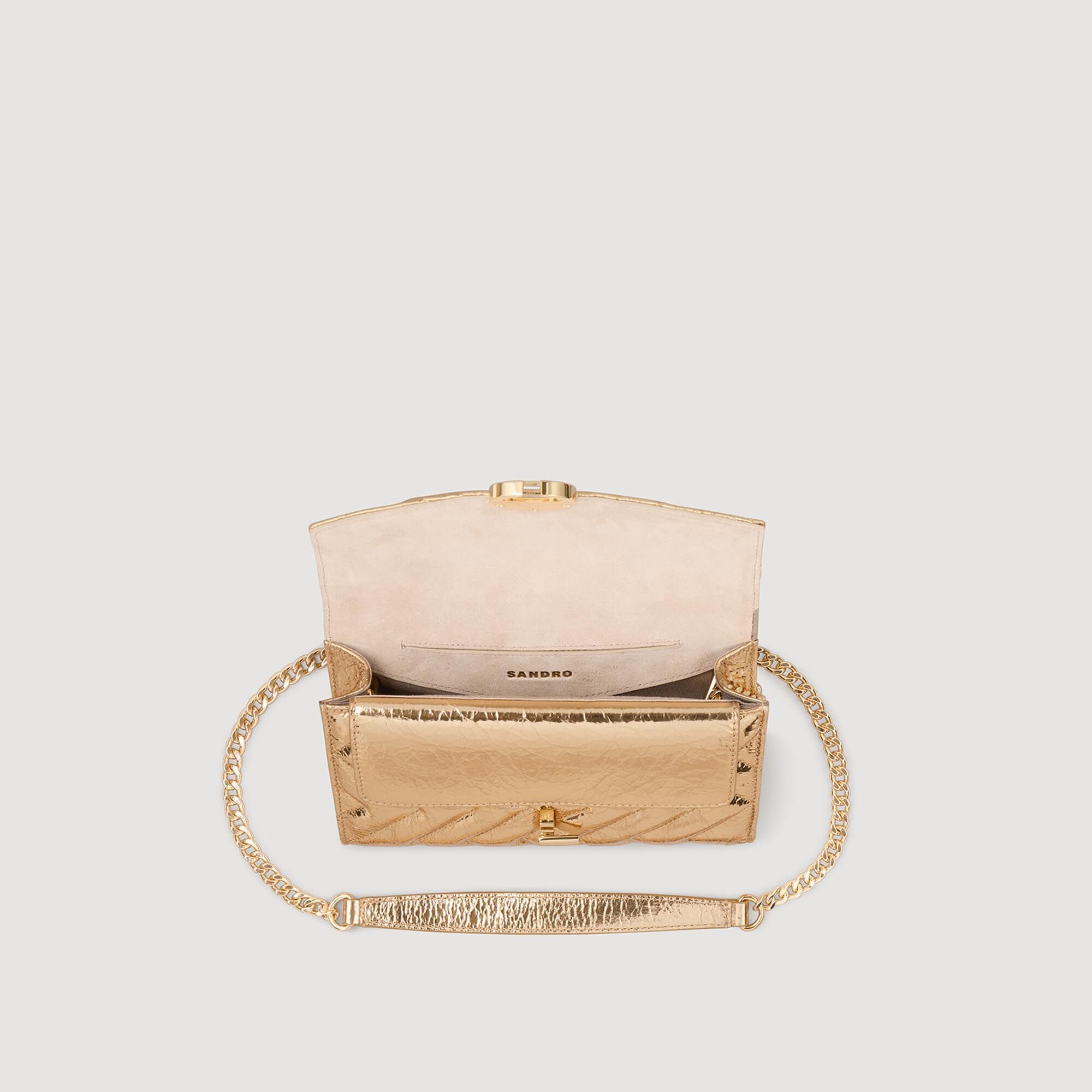 Pochette crossbody leer craquel&eacute;