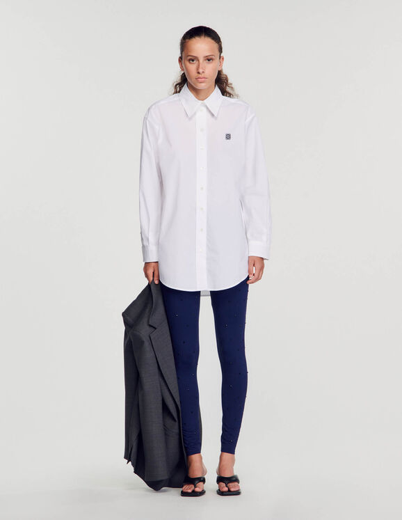 Oversized katoenen blouse blanc Femme