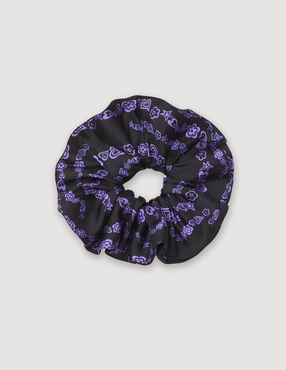 Chouchou imprimé en soie Noir / Violet Femme