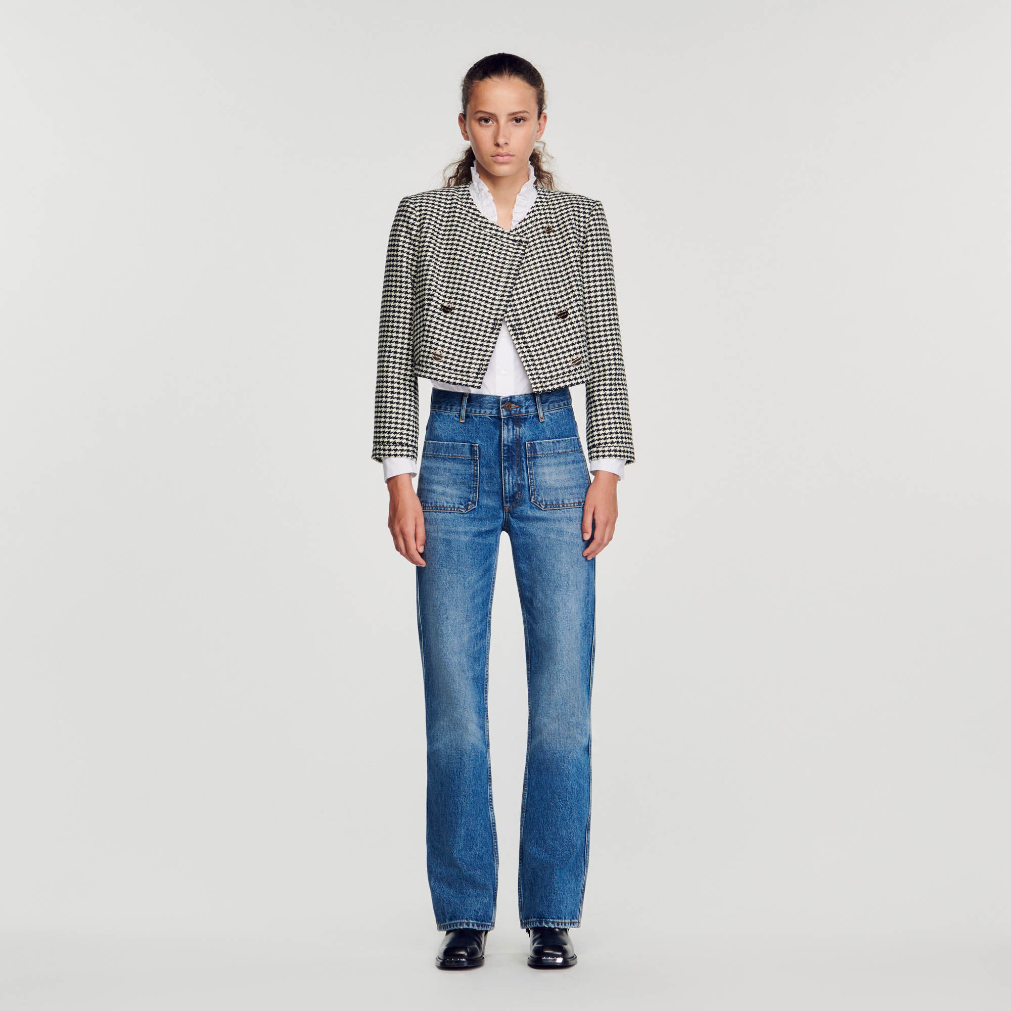 Veste courte pied de poule