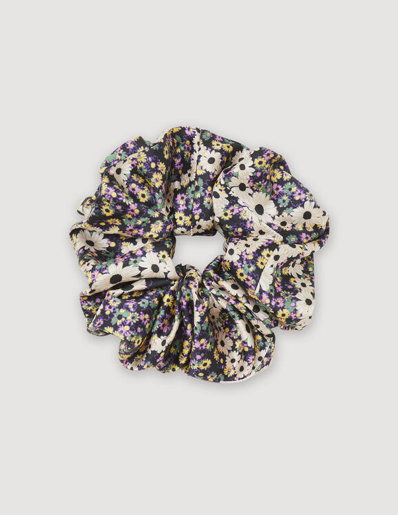 Zijden scrunchie met print Violet Femme