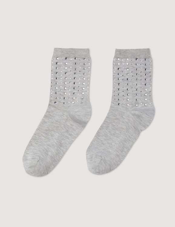 Sokken met stras gris chiné Femme