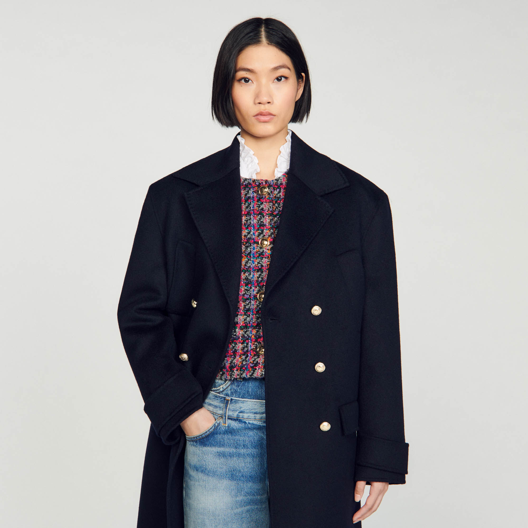 Manteau long oversize double face