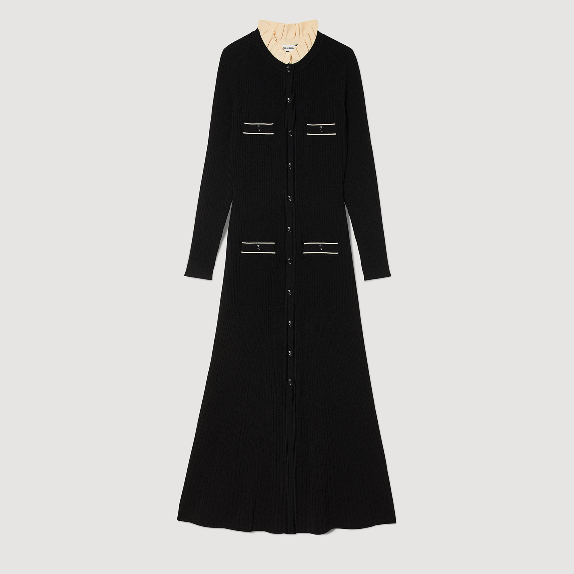 Lange jurk van ribtricot