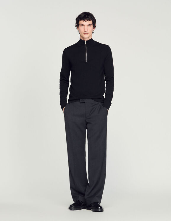 Wool sweater with zipped collar Mastic Homme