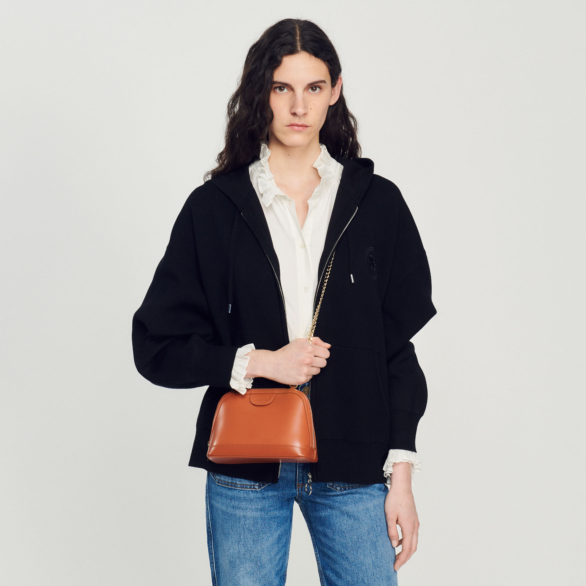 Gladleren Rittah tas SFASA01067 Caramel Alle tassen Sandro Parijs
