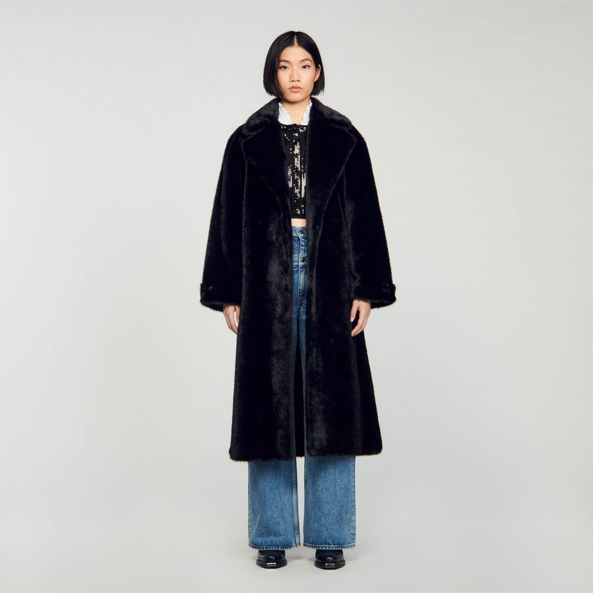Manteau long fausse fourrure SFPOU00593 Manteaux Sandro Paris