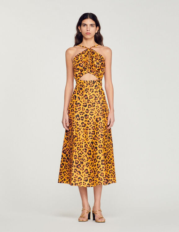 onszelf gewoon Assimilatie Lange jurk met luipaardprint SFPRO02779 - Jurken | Sandro Parijs