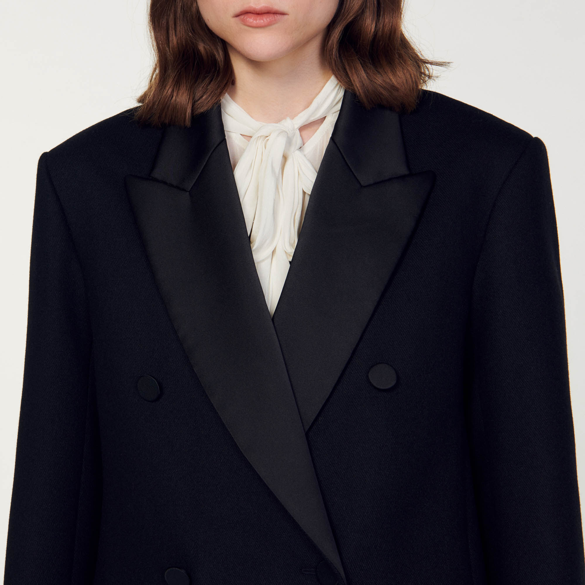 Manteau long SFPOU00588 Noir Manteaux Sandro Paris