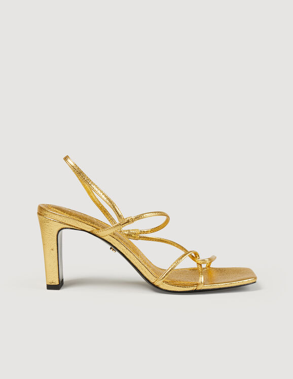 Sandalen van reliëfleer Gold Femme