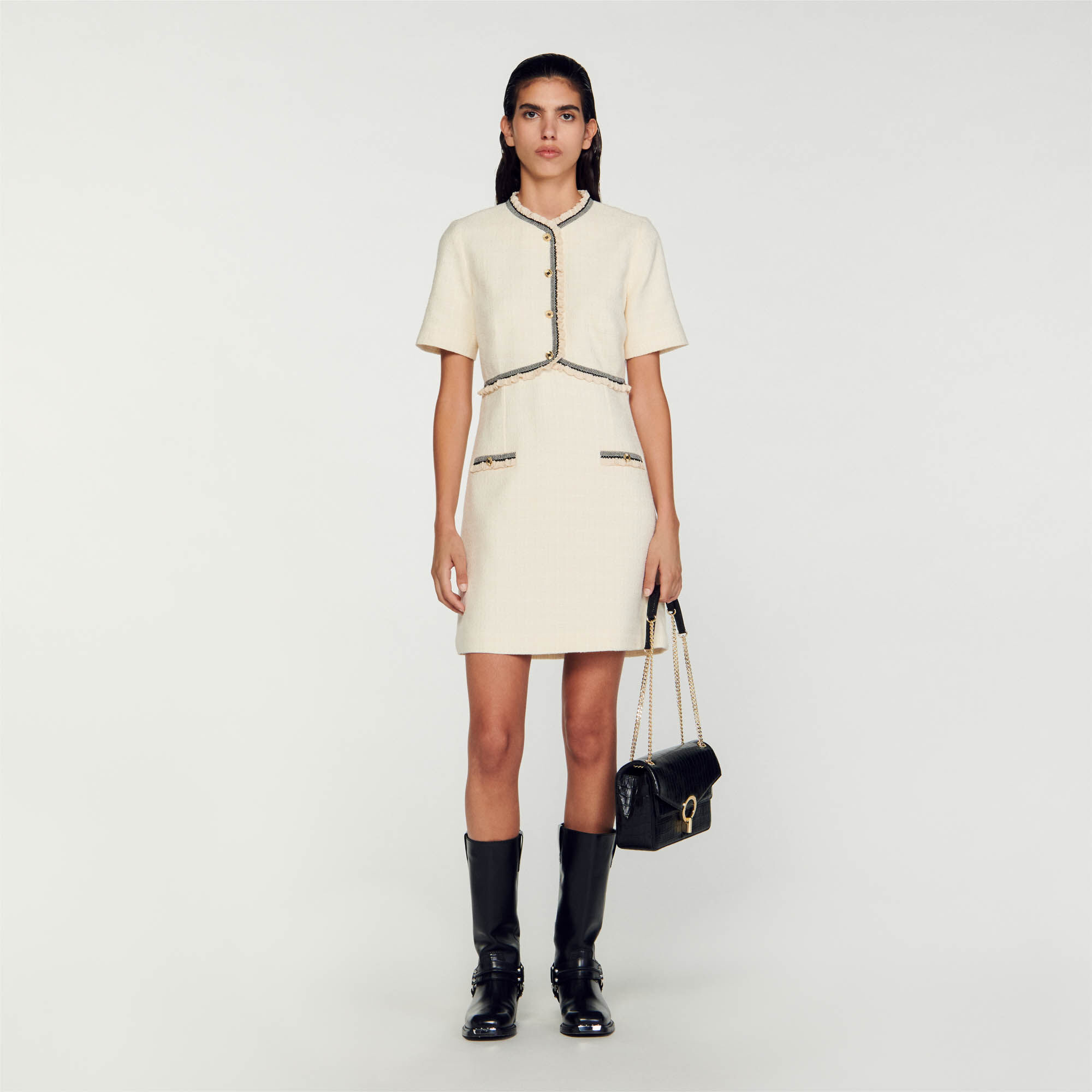 Korte jurk van tweed