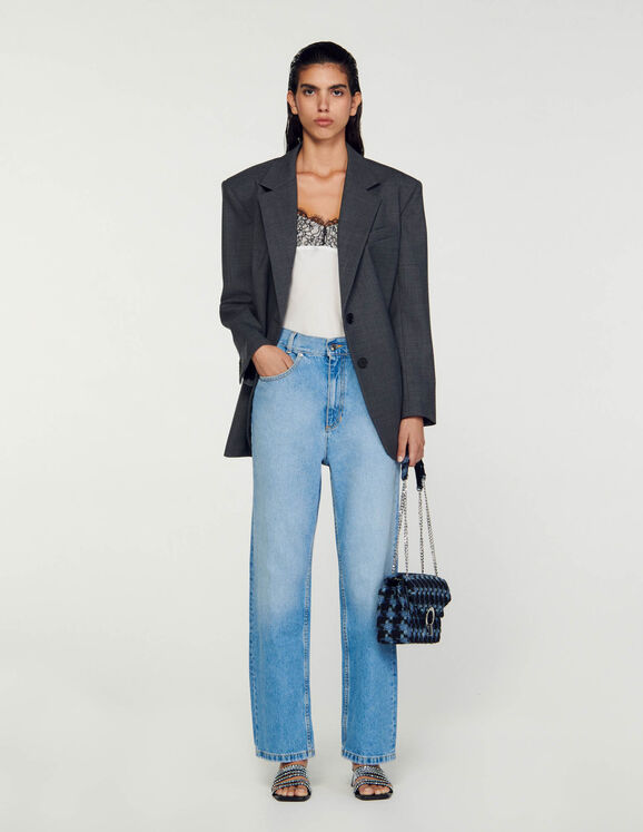 Rechte jeans met lage taille Bleu jean Femme