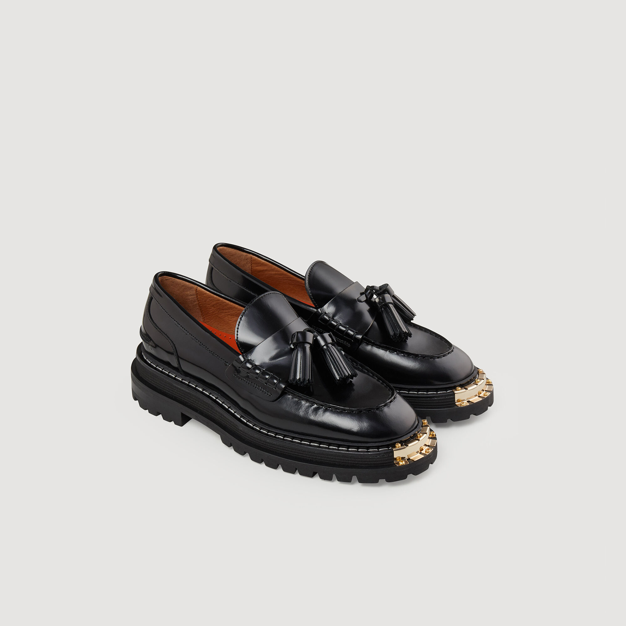 Leren mocassin met dikke zool SFACH00621 Alle schoenen Sandro