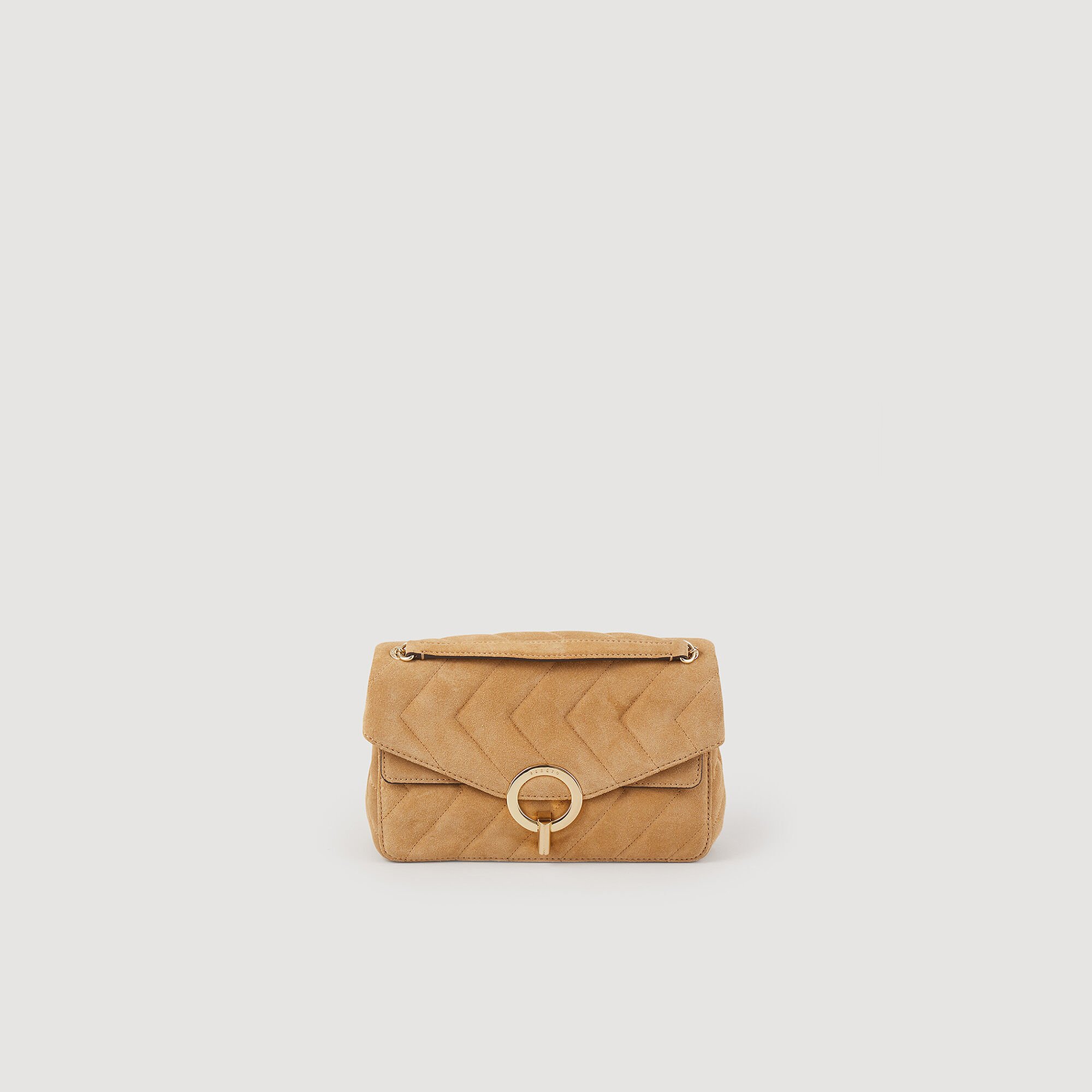 Beige cheap suede handbag