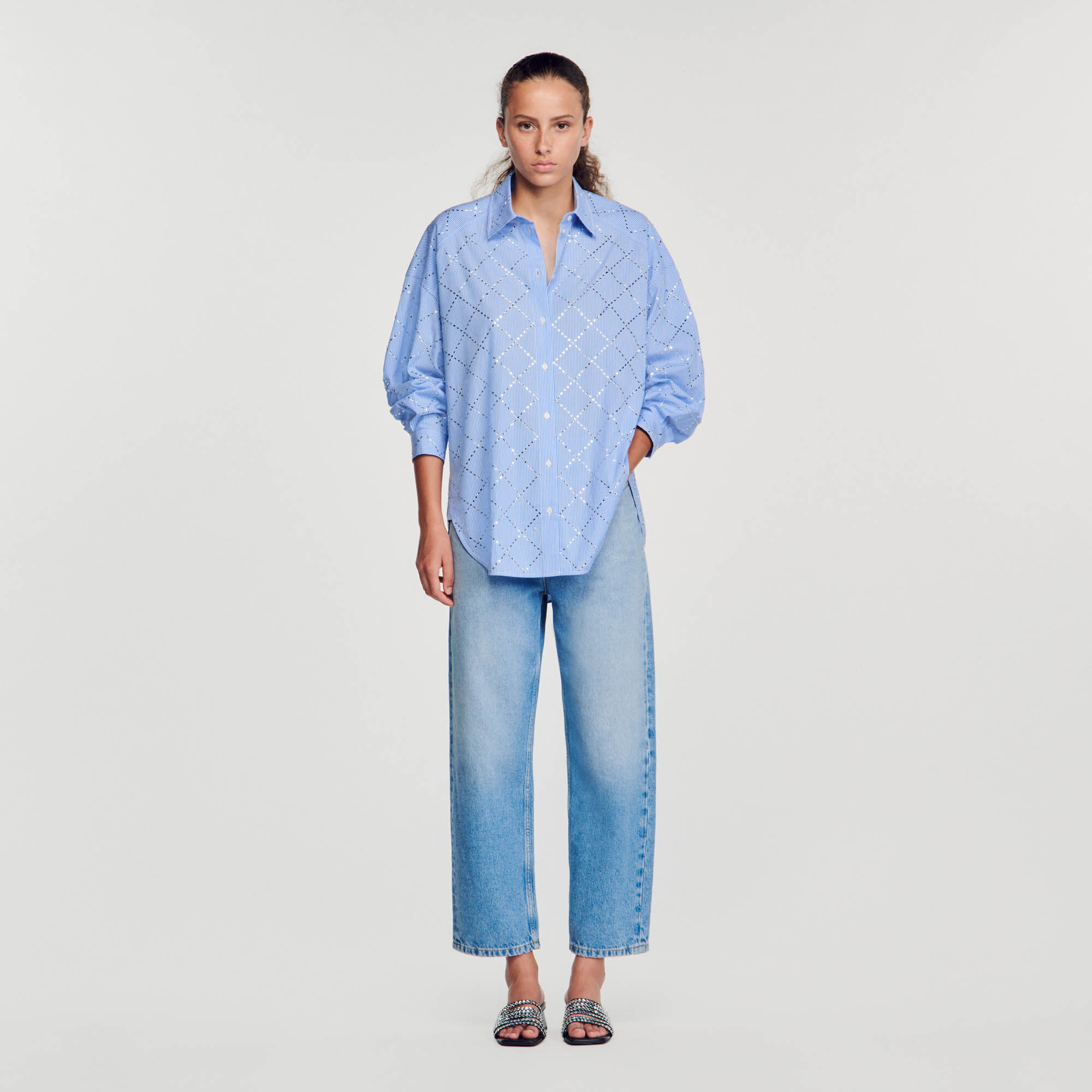 Blouse bleu ciel new arrivals zara